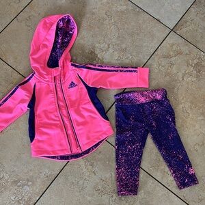 Adidas Bright Pink and Purple Kids hoodie Tracksuit size 9 months